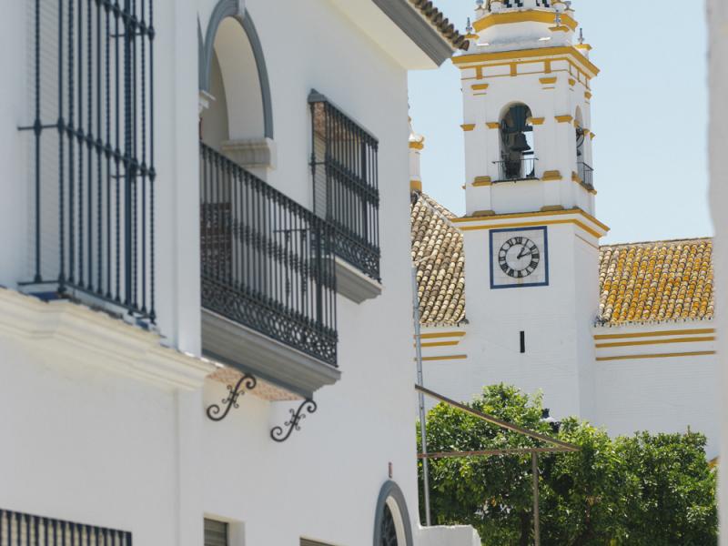 Valencina de la Concepción. Vista de la torre campanario de la iglesia de Ntra. Sra. de la Estrella